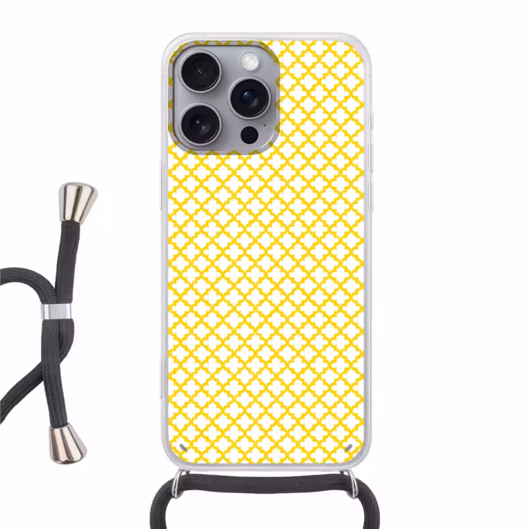 Patroon - Geometrisch - Klassiek - Geel Hoesje iPhone 16 Pro Max met koord klein 804 -3d