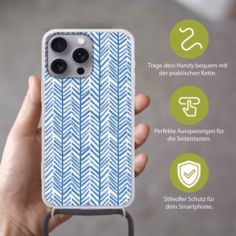 Patroon - Streep - Blauw Hoesje iPhone 16 Pro Max met koord klein 804 -sfeer2_DE