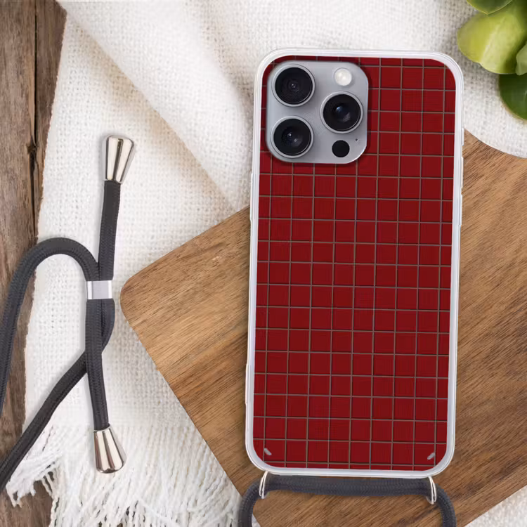 Patroon - Tegels - Burgundy Hoesje iPhone 16 Pro Max met koord klein 804 -sfeer4