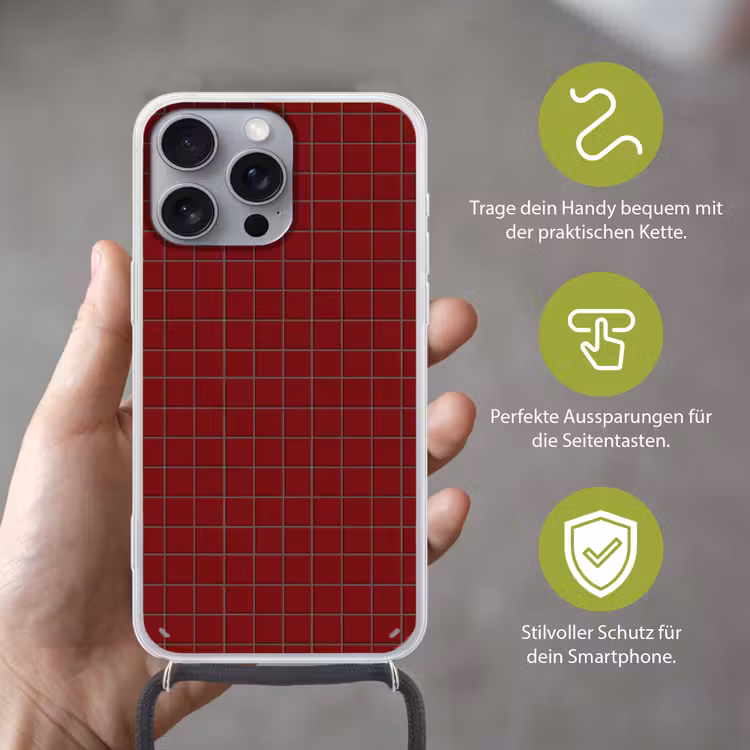 Patroon - Tegels - Burgundy Hoesje iPhone 16 Pro Max met koord klein 804 -sfeer2_DE
