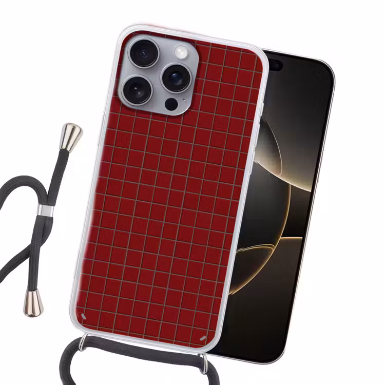 Patroon - Tegels - Burgundy Hoesje iPhone 16 Pro Max met koord klein 804 -sfeer1