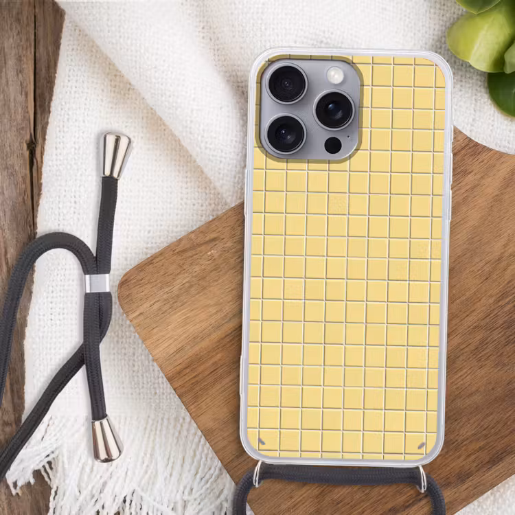 Patroon - Tegels - Geel Hoesje iPhone 16 Pro Max met koord klein 804 -sfeer4