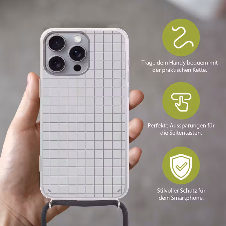 Patroon - Tegels - Licht - Grijs Hoesje iPhone 16 Pro Max met koord klein 804 -sfeer2_DE