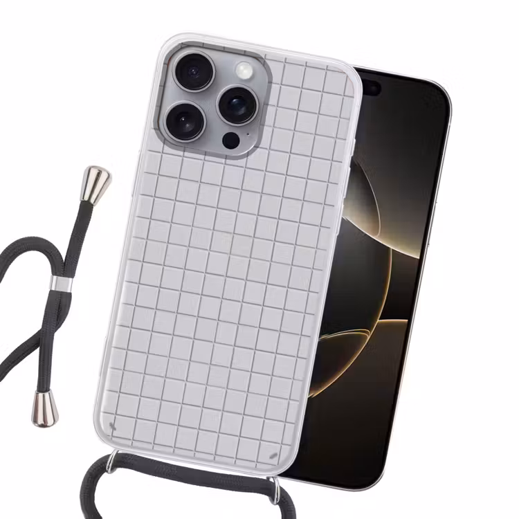 Patroon - Tegels - Licht - Grijs Hoesje iPhone 16 Pro Max met koord klein 804 -sfeer1