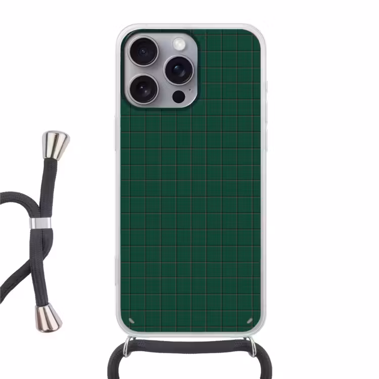 Patroon - Tegels - Dennen - Groen Hoesje iPhone 16 Pro Max met koord klein 804 -3d