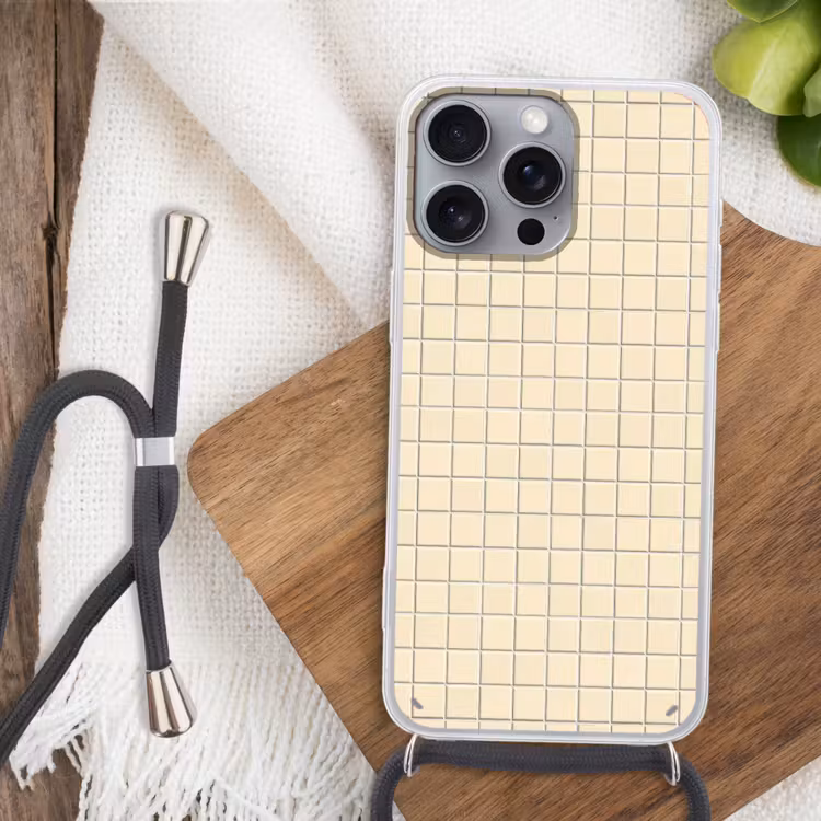 Patroon - Tegels - Gebroken - Wit Hoesje iPhone 16 Pro Max met koord klein 804 -sfeer4