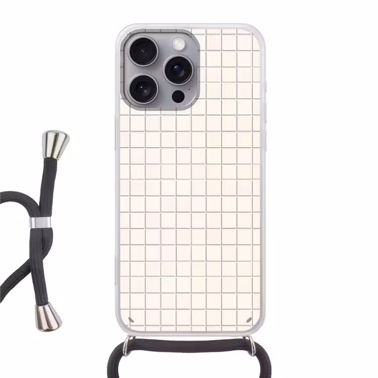 Patroon - Tegels - Wit Hoesje iPhone 16 Pro Max met koord klein 804 -3d