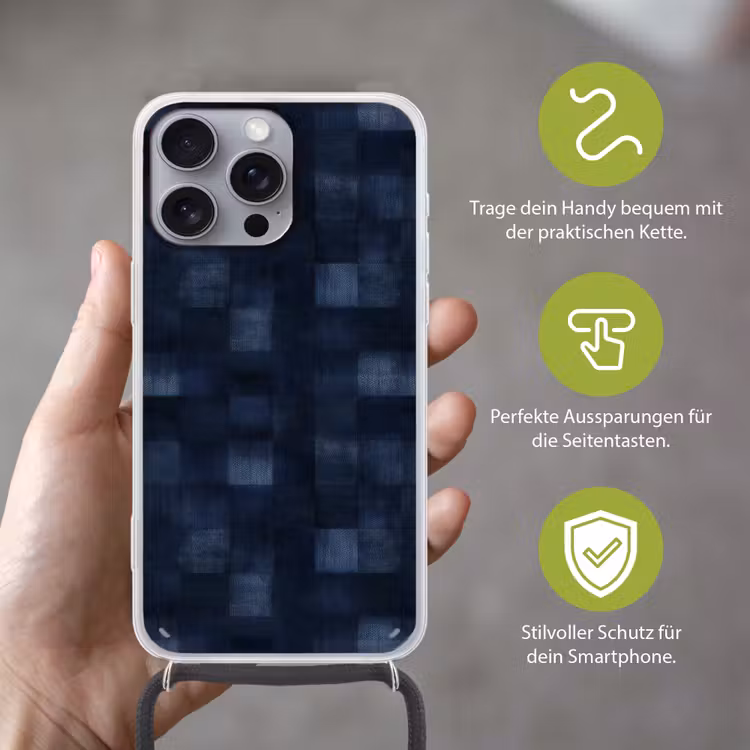 Patroon - Ruit - Marineblauw Hoesje iPhone 16 Pro Max met koord klein 804 -sfeer2_DE