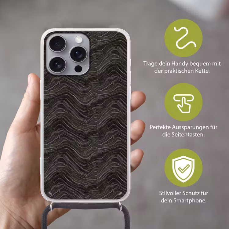 Patroon - Contrast - Antraciet Hoesje iPhone 16 Pro Max met koord klein 804 -sfeer2_DE