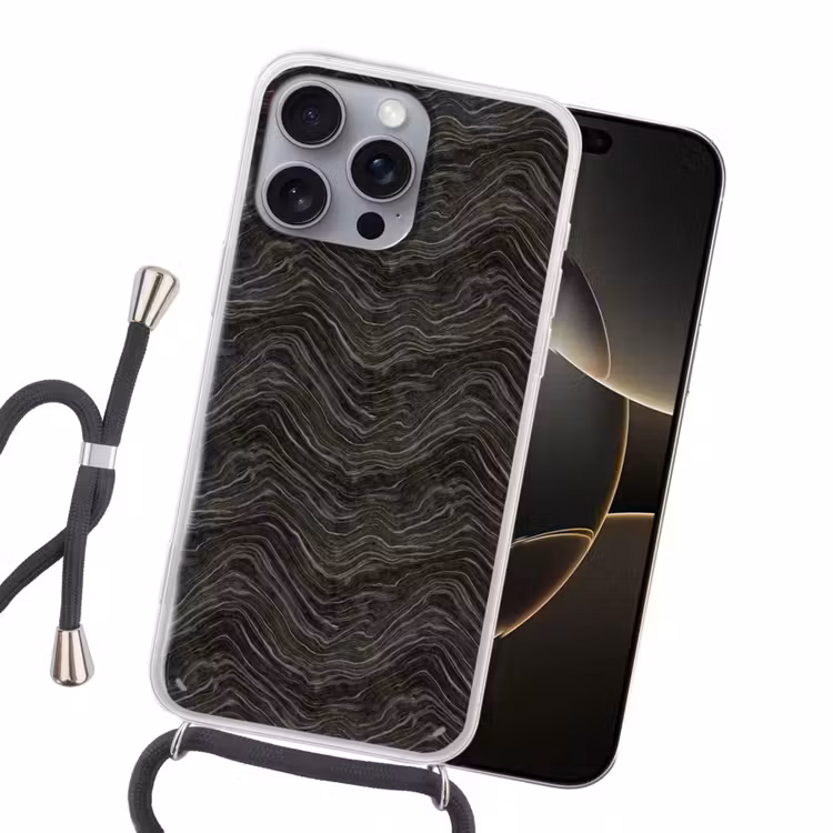 Patroon - Contrast - Antraciet Hoesje iPhone 16 Pro Max met koord klein 804 -sfeer1
