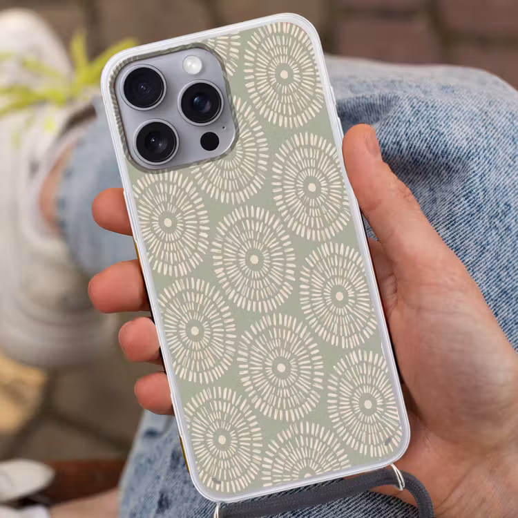 Patroon - Cirkels - Abstract - Modern - Groen Hoesje iPhone 16 Pro Max met koord klein -sfeer3