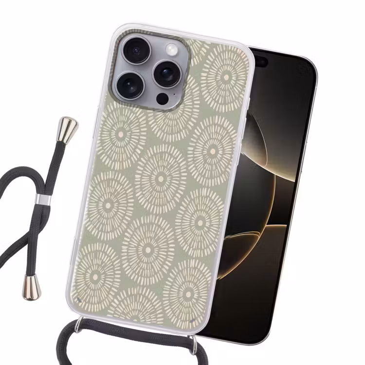 Patroon - Cirkels - Abstract - Modern - Groen Hoesje iPhone 16 Pro Max met koord klein -sfeer1