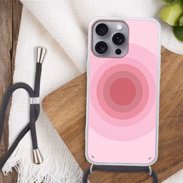 Patroon - Cirkels - Abstract - Roze - Modern Hoesje iPhone 16 Pro Max met koord klein -sfeer4