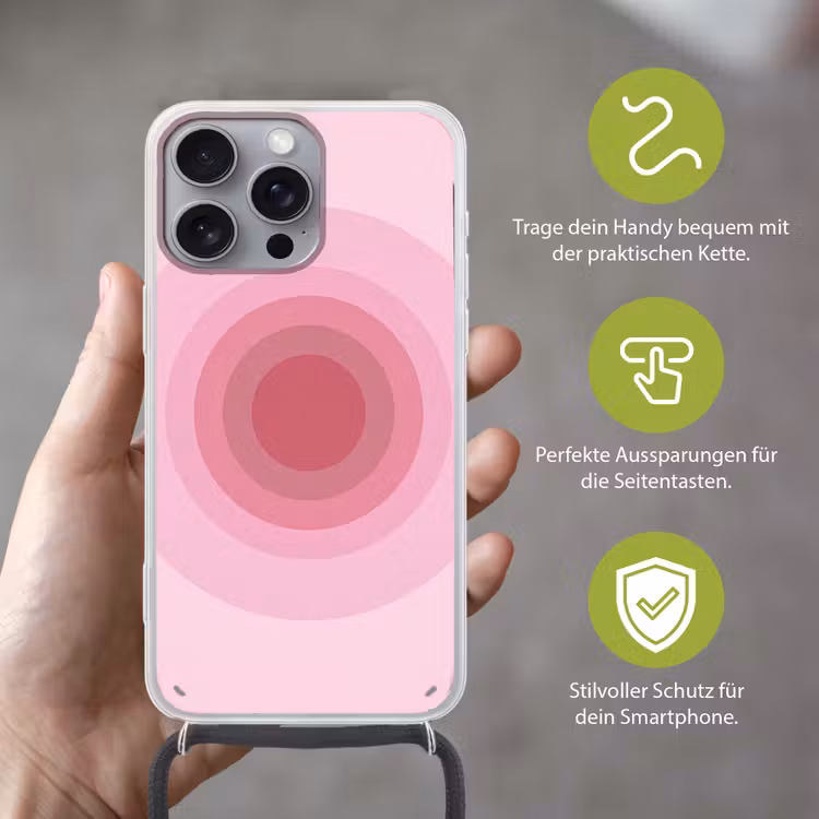 Patroon - Cirkels - Abstract - Roze - Modern Hoesje iPhone 16 Pro Max met koord klein -sfeer2_DE