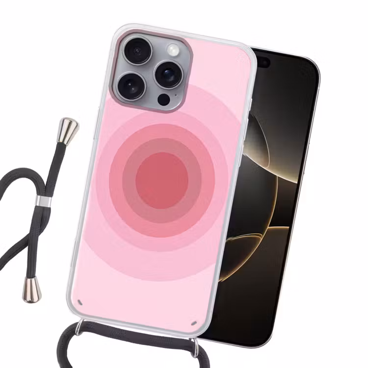 Patroon - Cirkels - Abstract - Roze - Modern Hoesje iPhone 16 Pro Max met koord klein -sfeer1