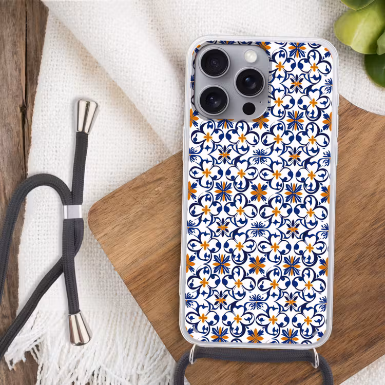 Patroon - Modern - Kleurrijk Hoesje iPhone 16 Pro Max met koord klein 804 -sfeer4