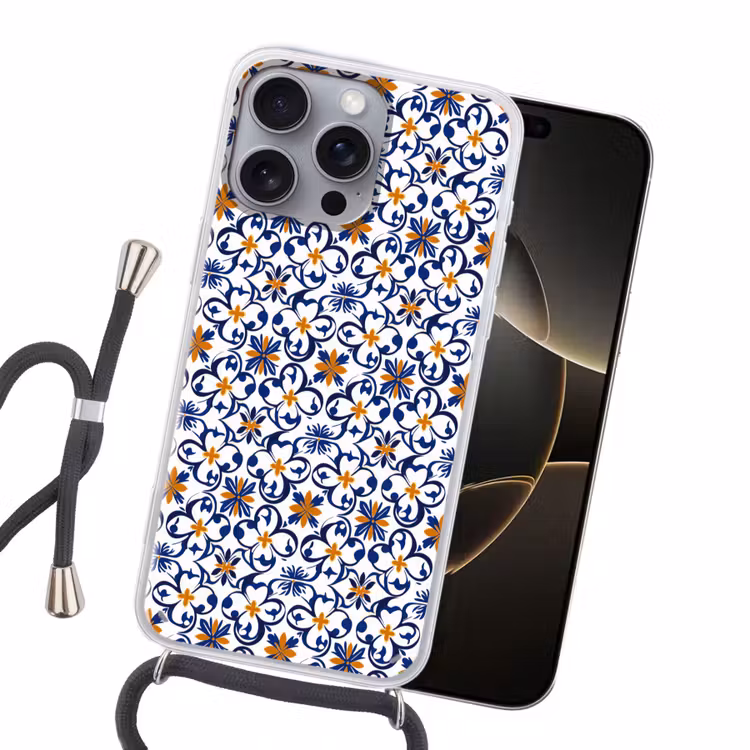 Patroon - Modern - Kleurrijk Hoesje iPhone 16 Pro Max met koord klein 804 -sfeer1