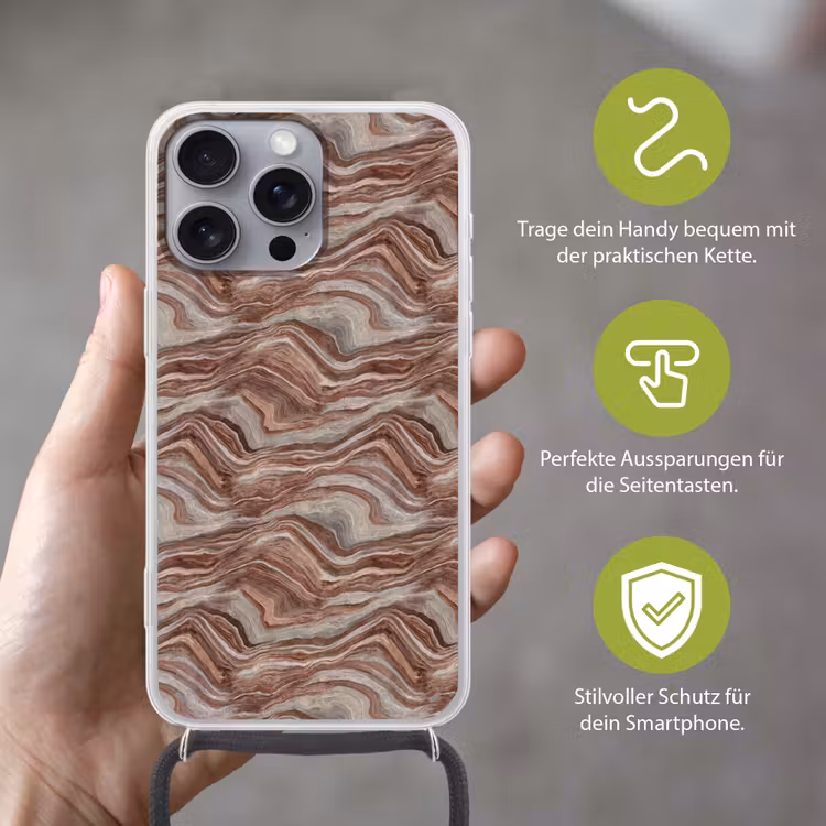 Patroon - Zandsteen - Travertijn Hoesje iPhone 16 Pro Max met koord klein 804 -sfeer2_DE