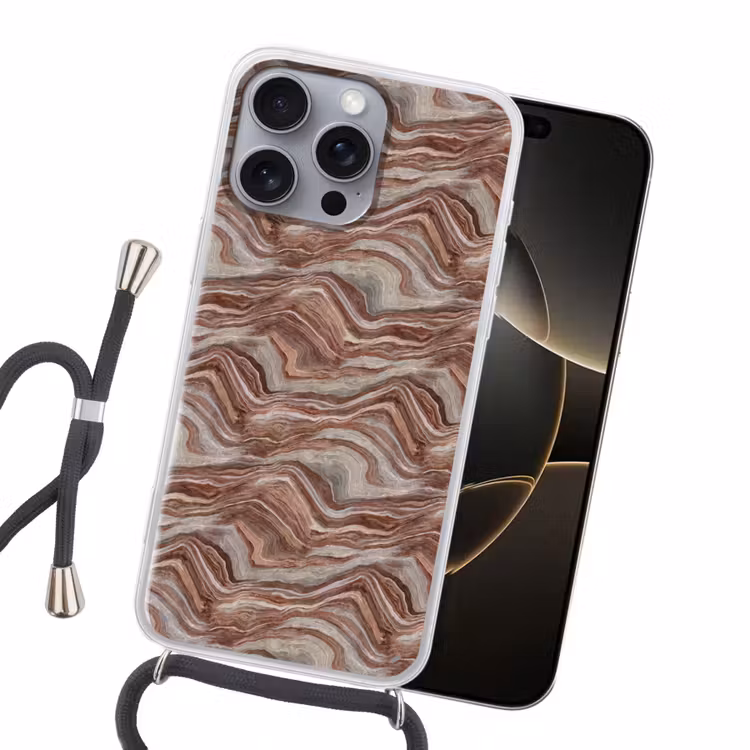 Patroon - Zandsteen - Travertijn Hoesje iPhone 16 Pro Max met koord klein 804 -sfeer1