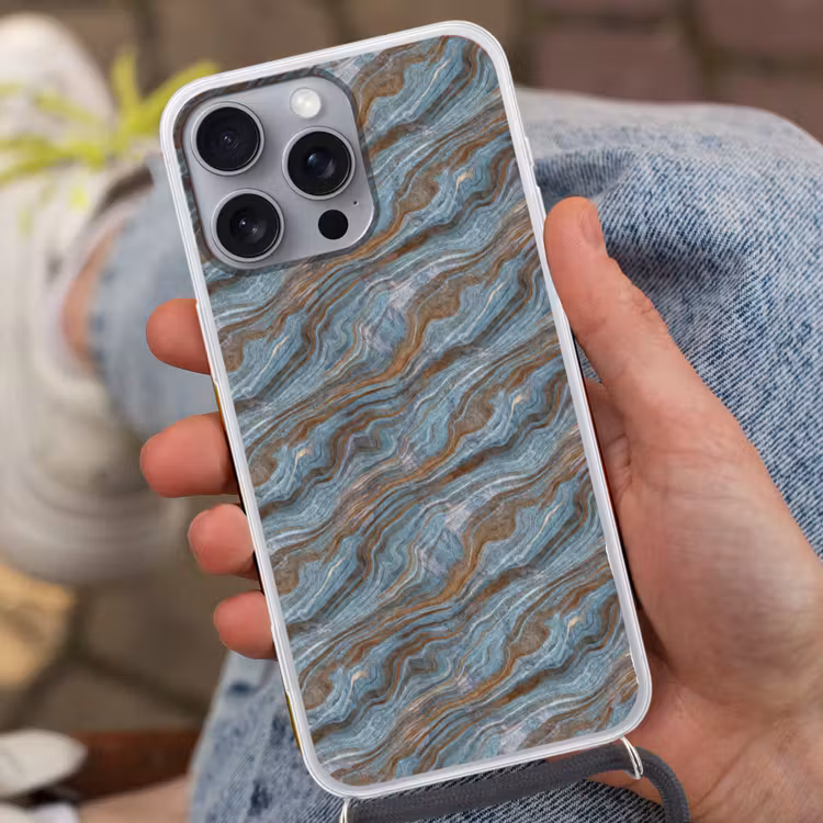 Patroon - Steen - Blauw Hoesje iPhone 16 Pro Max met koord klein 804 -sfeer3