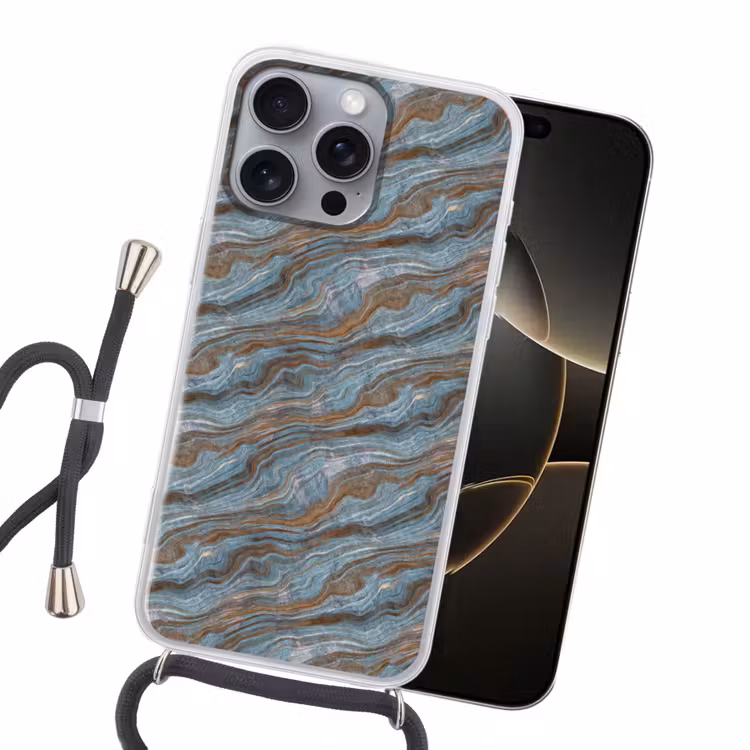 Patroon - Steen - Blauw Hoesje iPhone 16 Pro Max met koord klein 804 -sfeer1