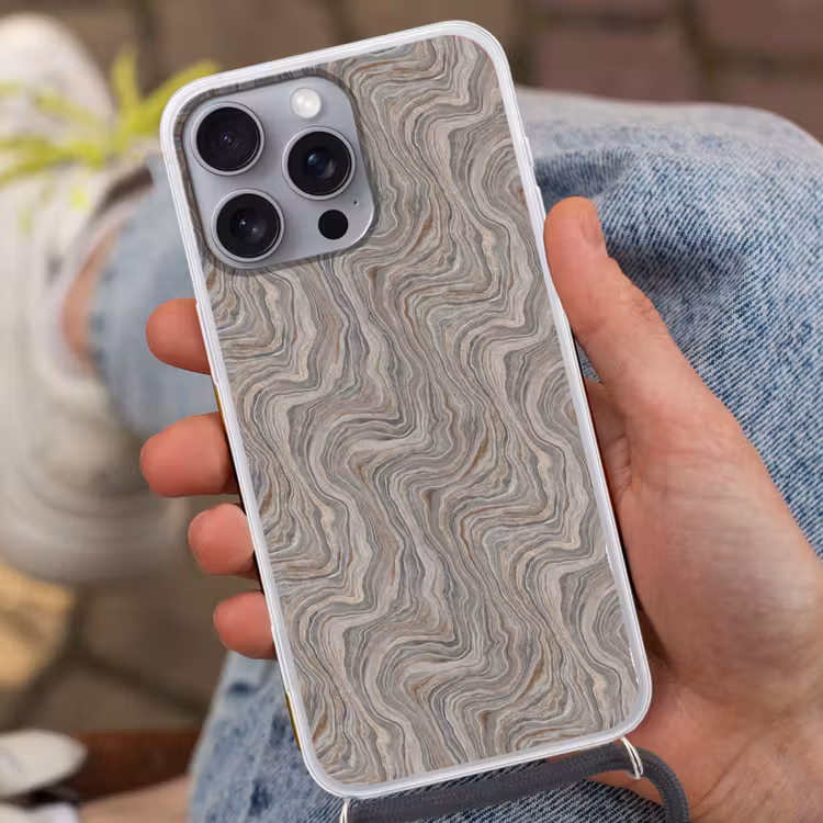 Patroon - Textuur - Grijs Hoesje iPhone 16 Pro Max met koord klein 804 -sfeer3