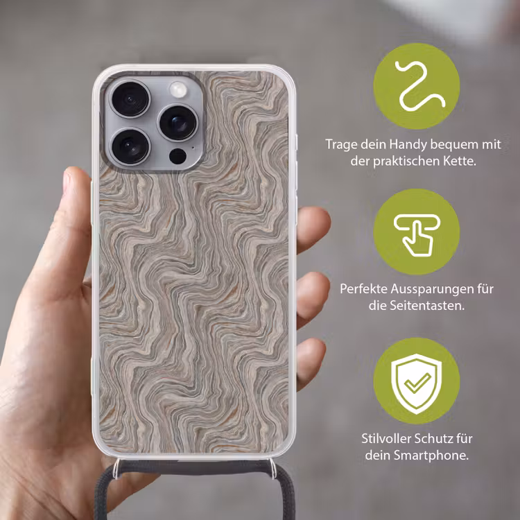 Patroon - Textuur - Grijs Hoesje iPhone 16 Pro Max met koord klein 804 -sfeer2_DE