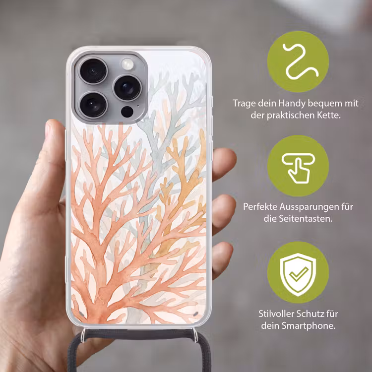 Natuur - Abstract - Aquarel - Organisch - Warm Hoesje iPhone 16 Pro Max met koord klein -sfeer2_DE