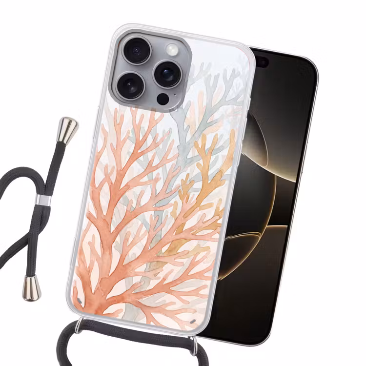 Natuur - Abstract - Aquarel - Organisch - Warm Hoesje iPhone 16 Pro Max met koord klein -sfeer1