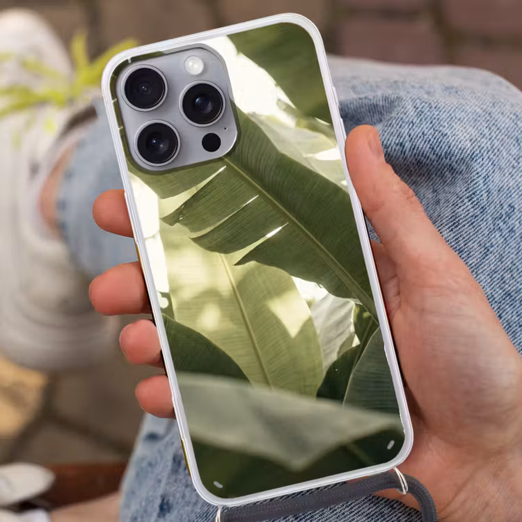 Natuur - Bladeren - Groen - Tropisch - Detail Hoesje iPhone 16 Pro Max met koord klein -sfeer3