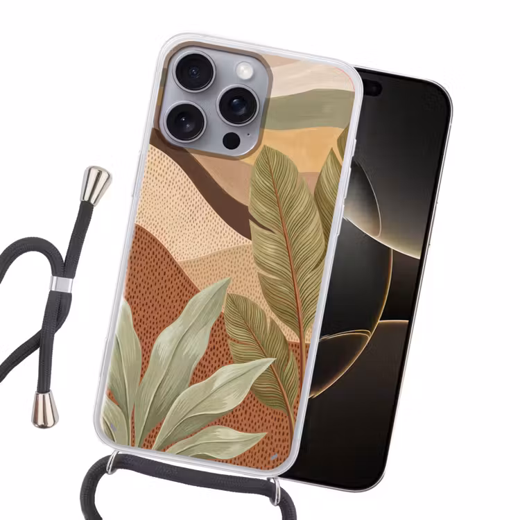Natuur - Bladeren - Landschap - Abstract - Aardetinten Hoesje iPhone 16 Pro Max met koord klein -sfeer1