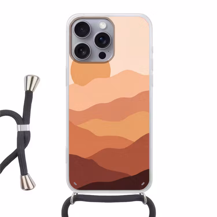 Natuur - Heuvels - Abstract - Modern - Oranje Hoesje iPhone 16 Pro Max met koord klein -3d