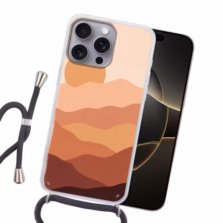 Natuur - Heuvels - Abstract - Modern - Oranje Hoesje iPhone 16 Pro Max met koord klein -sfeer1