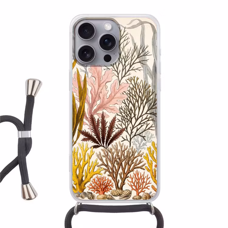 Natuur - Onderwater - Botanisch - Vintage - Kleurrijk Hoesje iPhone 16 Pro Max met koord klein -3d