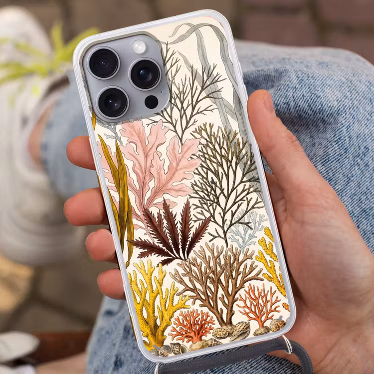 Natuur - Onderwater - Botanisch - Vintage - Kleurrijk Hoesje iPhone 16 Pro Max met koord klein -sfeer3