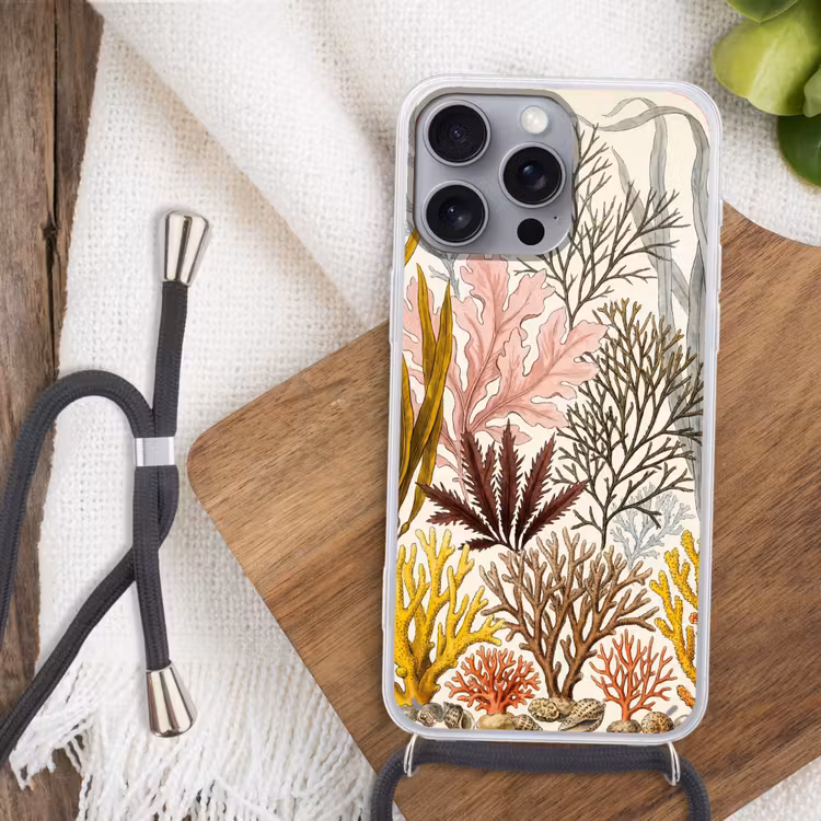 Natuur - Onderwater - Botanisch - Vintage - Kleurrijk Hoesje iPhone 16 Pro Max met koord klein -sfeer4