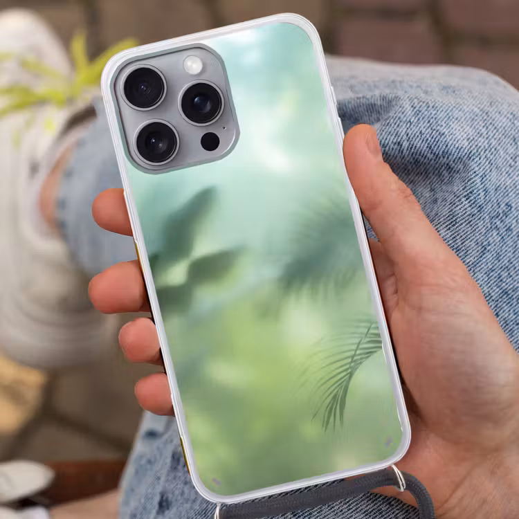 Natuur - Vervaagd - Groen - Abstract - Modern Hoesje iPhone 16 Pro Max met koord klein -sfeer3