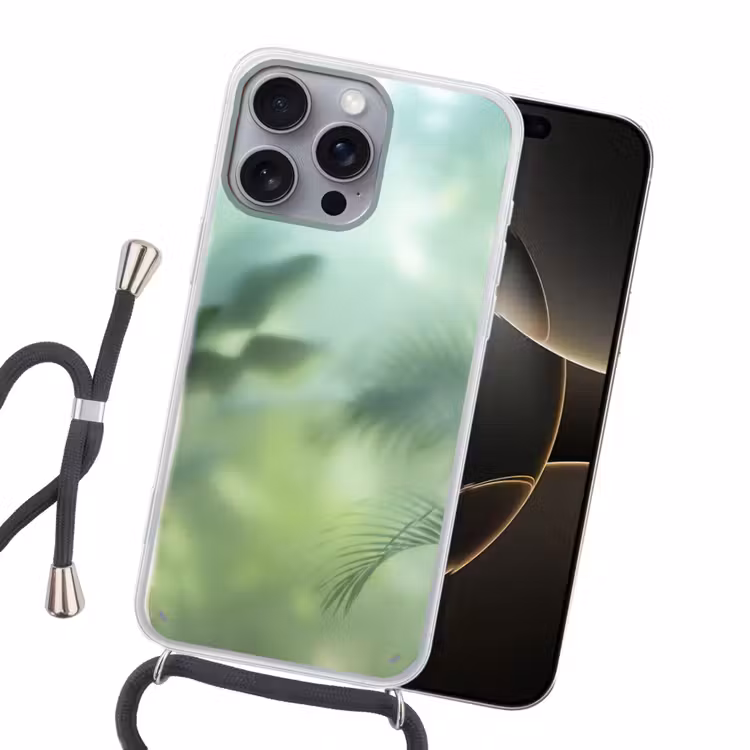 Natuur - Vervaagd - Groen - Abstract - Modern Hoesje iPhone 16 Pro Max met koord klein -sfeer1