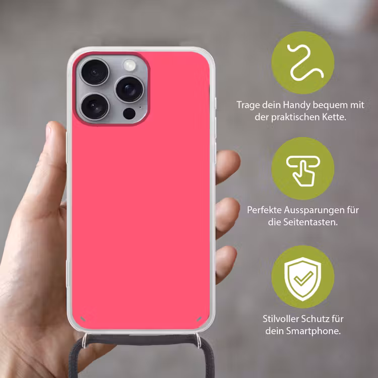 Neon - Flamingo - Roze Hoesje iPhone 16 Pro Max met koord klein 804 -sfeer2_DE