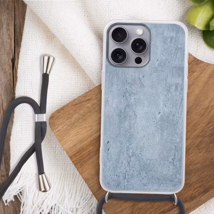 Oppervlak - Ruw - Abstract - Modern - Grijs Hoesje iPhone 16 Pro Max met koord klein -sfeer4