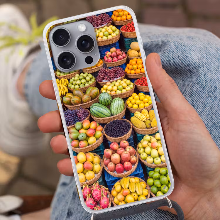 Handyhülle mit Band - Obst – Markt – Bunt - Fruit - Markt - Kleurrijk Hoesje iPhone 16 Pro Max met koord klein