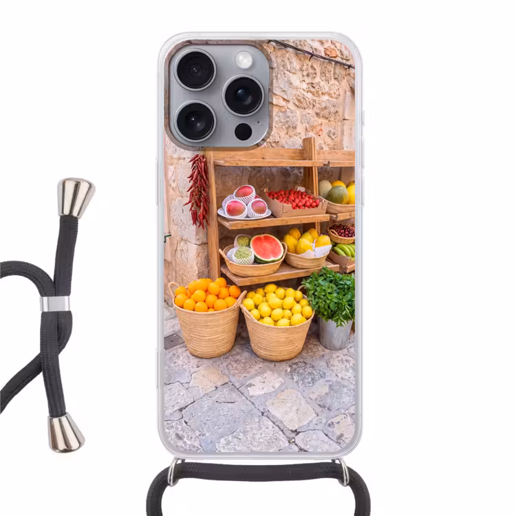 Handyhülle mit Band - Obst – Markt – Frisch - Fruit - Markt - Vers Hoesje iPhone 16 Pro Max met koord klein