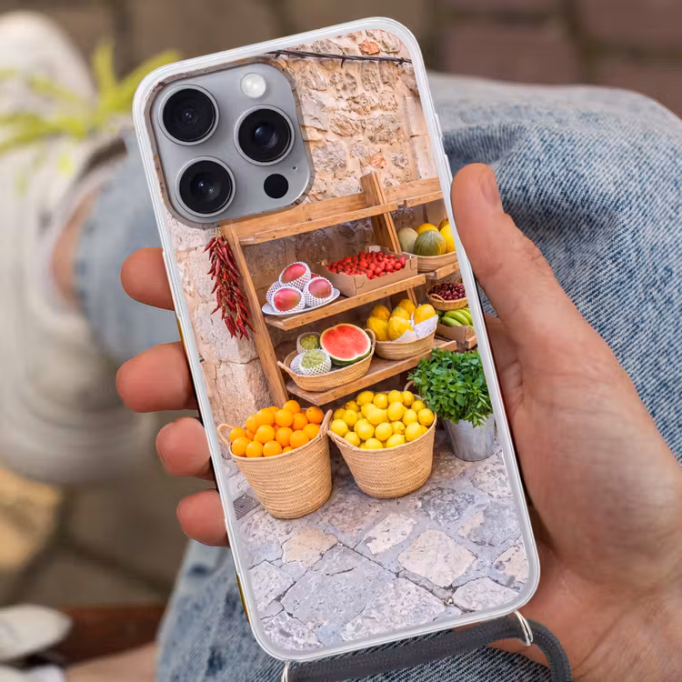 Handyhülle mit Band - Obst – Markt – Frisch - Fruit - Markt - Vers Hoesje iPhone 16 Pro Max met koord klein