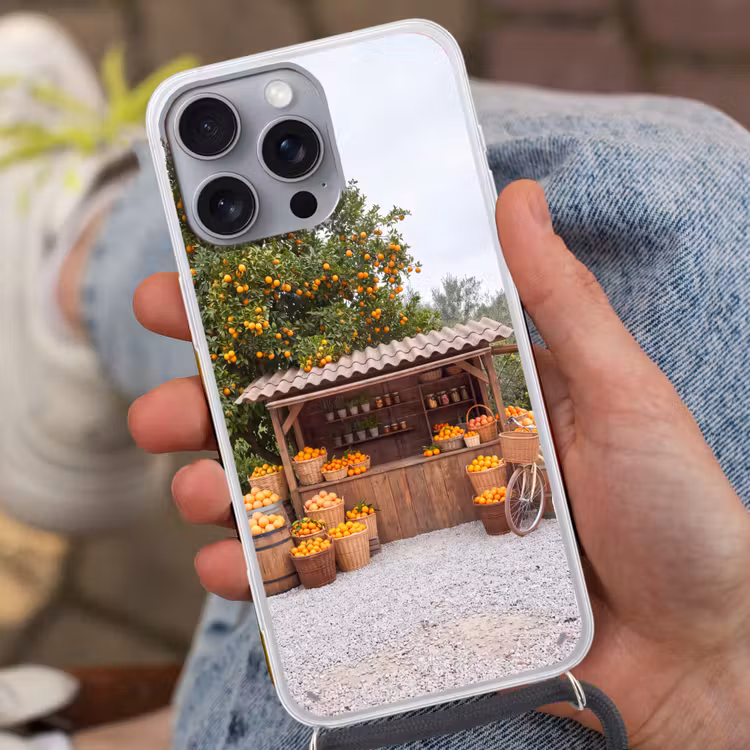 Handyhülle mit Band - Obst – Markt – Ländlich - Fruit - Markt - Landelijk Hoesje iPhone 16 Pro Max met koord klein