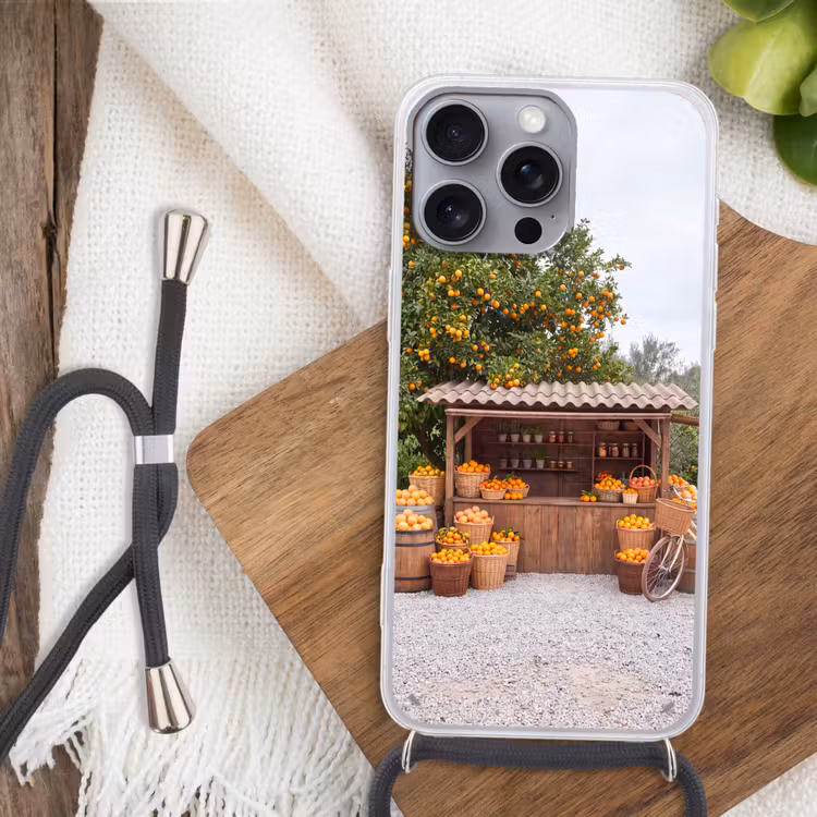 Handyhülle mit Band - Obst – Markt – Ländlich - Fruit - Markt - Landelijk Hoesje iPhone 16 Pro Max met koord klein