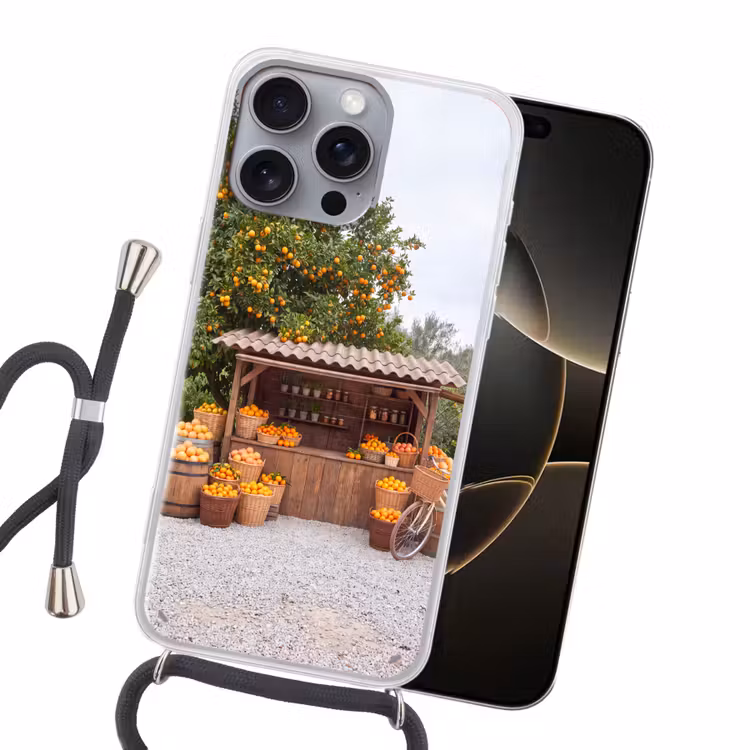Handyhülle mit Band - Obst – Markt – Ländlich - Fruit - Markt - Landelijk Hoesje iPhone 16 Pro Max met koord klein