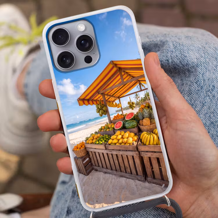 Handyhülle mit Band - Obst – Strand – Tropisch - Fruit - Strand - Tropisch Hoesje iPhone 16 Pro Max met koord klein