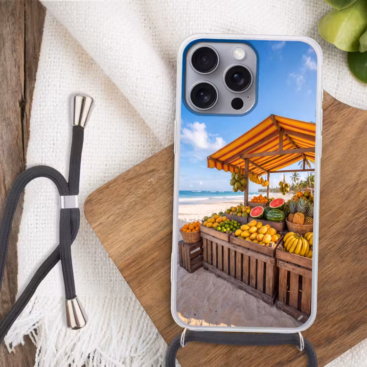 Handyhülle mit Band - Obst – Strand – Tropisch - Fruit - Strand - Tropisch Hoesje iPhone 16 Pro Max met koord klein