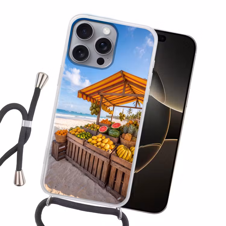 Handyhülle mit Band - Obst – Strand – Tropisch - Fruit - Strand - Tropisch Hoesje iPhone 16 Pro Max met koord klein