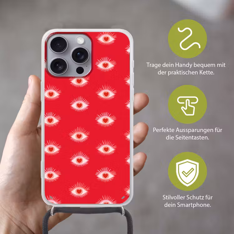 Ogen - Hart - Abstract - Rood - Roze Hoesje iPhone 16 Pro Max met koord klein 804 -sfeer2_DE